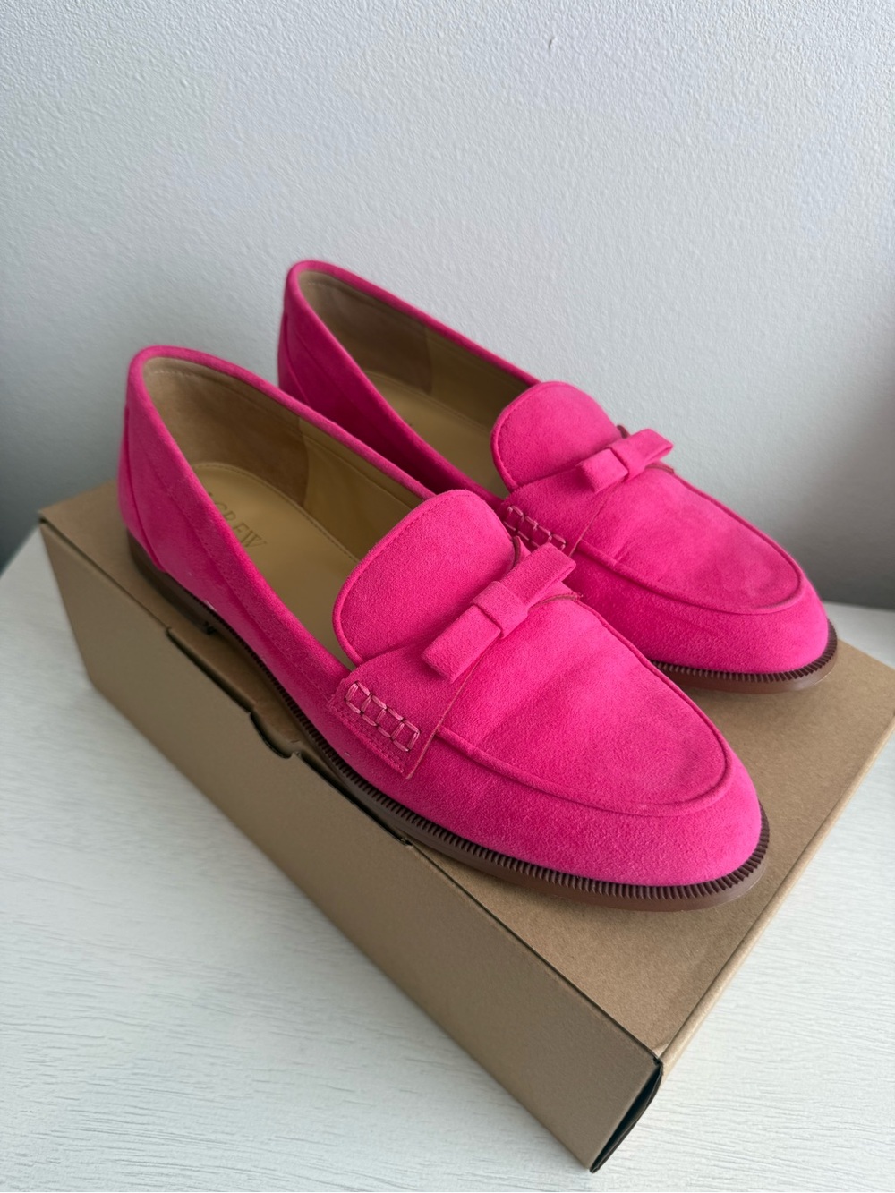 J. Crew Hot Pink Suede Bow Loafers - Women's